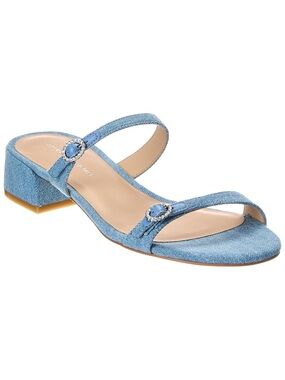 ‼️NEW Stuart Weitzman Ginger Denim Mules with Crystal-Embellished Buckles